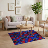 Bold Red Blue Snowflake Pod Geometric Area Rug