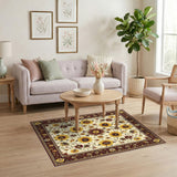 Floral Vintage Yellow Sunflower Floral Area Rug