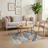 Blue Distressed Vintage Diamond Area Rug