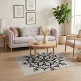 Ornate Black Mandala Floral Area Rug