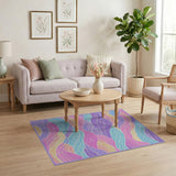 Multi-color and Patterns Abstract Area Vibrant Multi-Color Wavy Abstract Area Rug