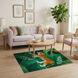 Prowling Tiger Emerald Jungle Area Rug