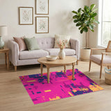 Vivid Pink Abstract Area Rug