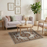 Beige Persian Medallion Floral Area Rug