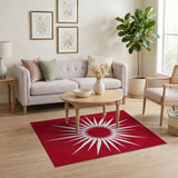 Red Bold Red Sunburst Geometric Area Rug