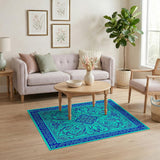 Intricate Teal Persian Area Rug