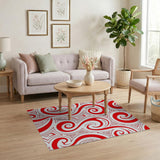 Bold Red Swirl Heritage Tribal Area Rug