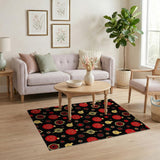 Whimsical Red Ornament Citrus Pattern Area Rug