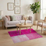 Vibrant Pink Shag Block Area Rug