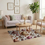 Scattered Metallic Hearts Area Rug