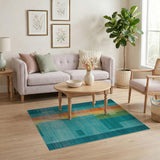 Vibrant Teal Multi-Color Geometric Area Rug