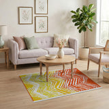 Vibrant Orange-Yellow Chevron Gradient Area Rug