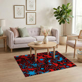 Explosive Red Blue Abstract Area Rug