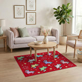 Magical Unicorn Stars Red Area Rug