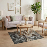 Fluid Beige Marble Swirl Area Rug