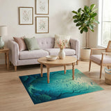 Blue Teal Coral Reef Coastal Beach Rug