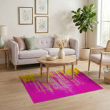 Vibrant Pink Yellow Streak Abstract Area Rug