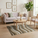 Beige Cascading Waves Abstract Area Rug