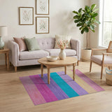 Vibrant Horizontal Geometric Modern Vibrant Multi-Color Horizontal Stripe Area Rug