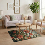 Vintage Orange Cosmos Floral Area Rug