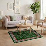 Ornate Dark Green Floral Area Rug