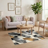 Abstract Gold Brushstroke Area Rug