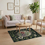 Vintage Floral Oval Frame Area Rug
