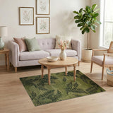 Lush Fern Silhouette Green Area Rug