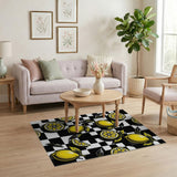 Lemon Yellow Checkered Washable Area Rug