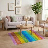 Vibrant Rainbow Stripe Area Rug