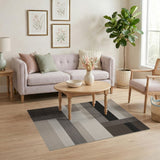 Neutral Beige Grey Geometric Block Area Rug