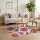 Pink Floral Vintage Vibrant Pink Peony Floral Area Rug
