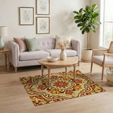 Intricate Orange Persian Medallion Area Rug