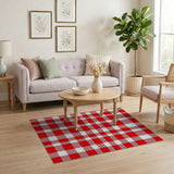 Classic Red White Gingham Check Area Rug