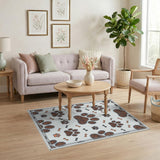Paw Print and Bone Washable Area Rug