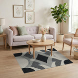 Black and White Geometric Modern Modern Black White Geometric Area Rug