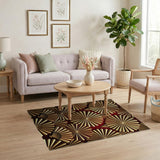 Gold and Silver Gold Starburst Geometric Area Rug