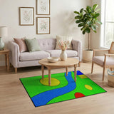 Vibrant Geometric River Landscape Area Rug