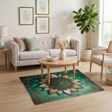 Teal Mandala Distressed Vintage Area Rug