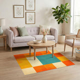 Color Block Geometric Teal and Orange Area Rug