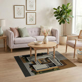 Geometric Modern Courtyard House Aerial Rug