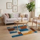 Curved Geometric Abstract Area Rug