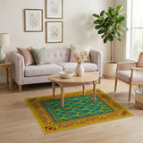 Ornate Teal and Gold Persian Motif Area Rug