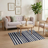 Navy Striped Washable Coastal Area Rug
