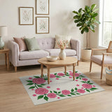 Pink Rose Wreath Floral Area Rug