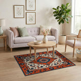 Multi-color and Patterns Vibrant Orange Persian Medallion Area Rug