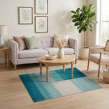 Teal Gradient Geometric Block Area Rug