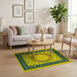 Vibrant Sun Mandala Heritage Tribal Rug