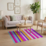 Geometric Modern Vibrant Multi-Color Stripe Area Rug