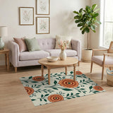 Vintage Orange Dahlia Floral Area Rug